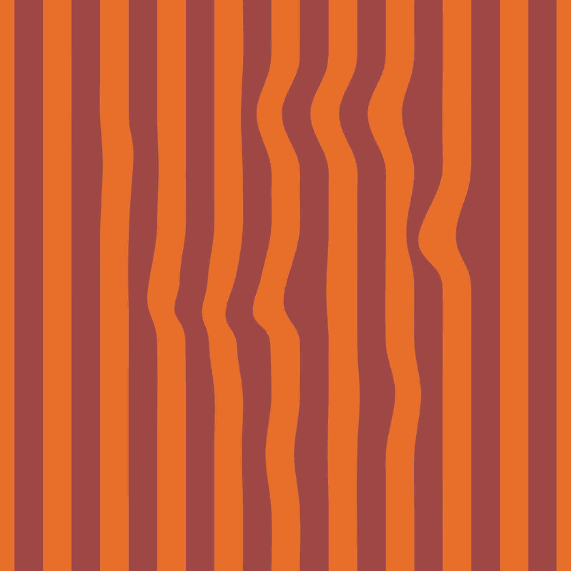 Warped Vertical Stripe Wallpaper in Orange/Maroon