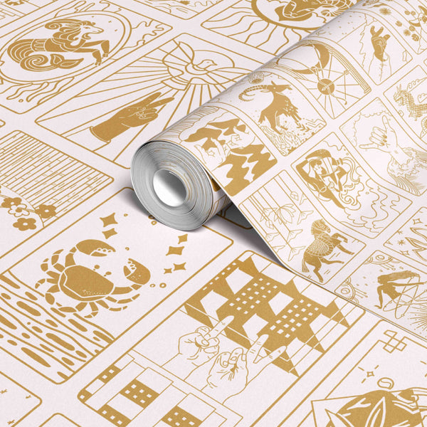 What's Your Sign Wallpaper in Off-White/Gold