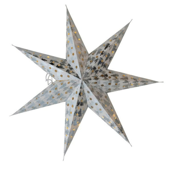 Recycled Paper 7 Point Star Ornament w/ LED Light String