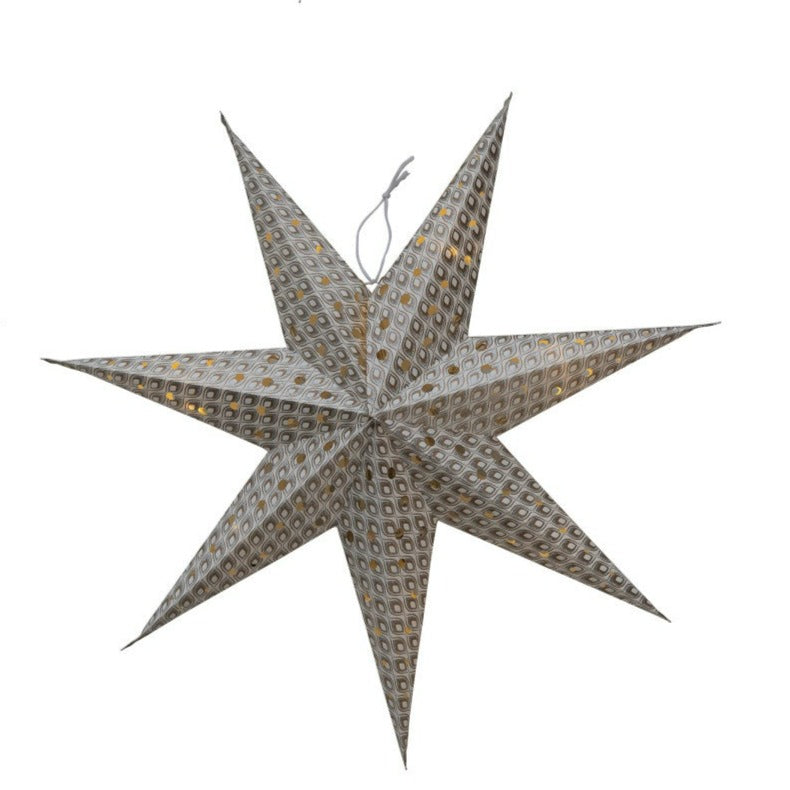 Recycled Paper Star Ornament W Led Light String 7