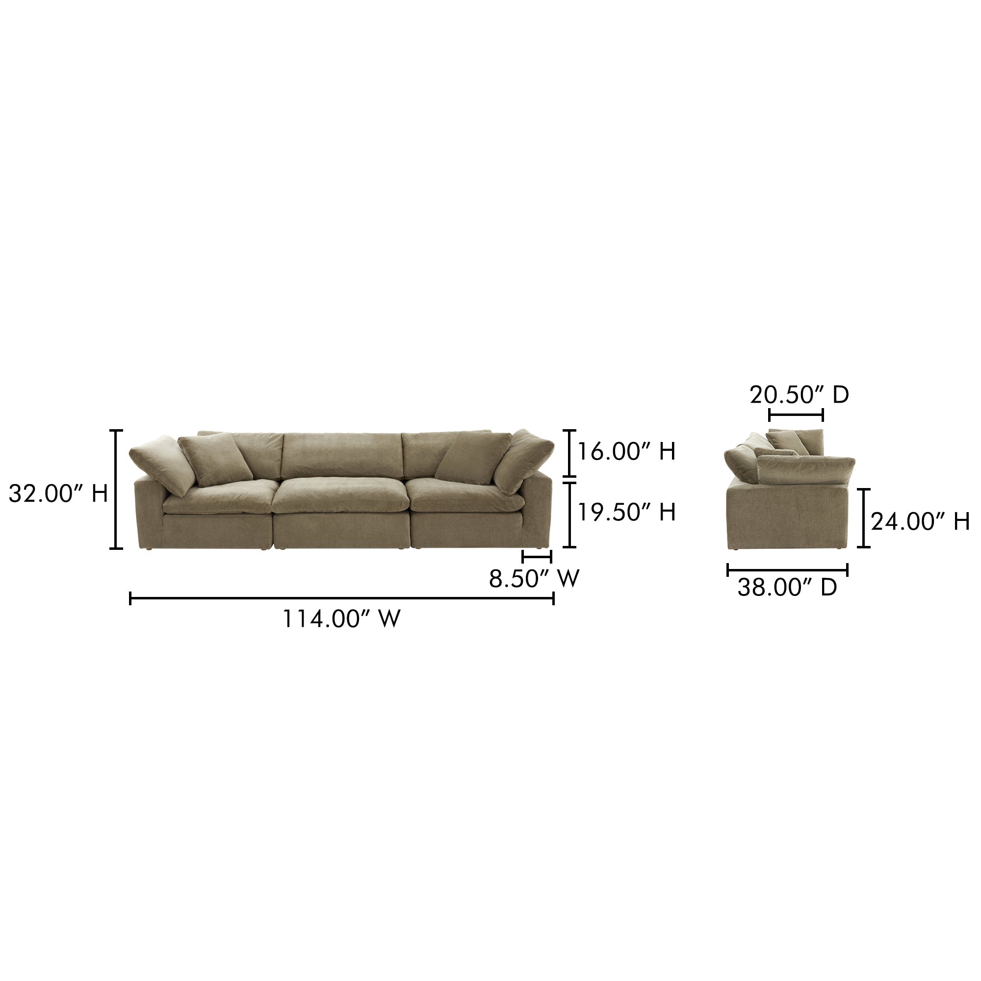 Terra Modular Sofa Moes Home Collection Mhc Yj 1027 49 27