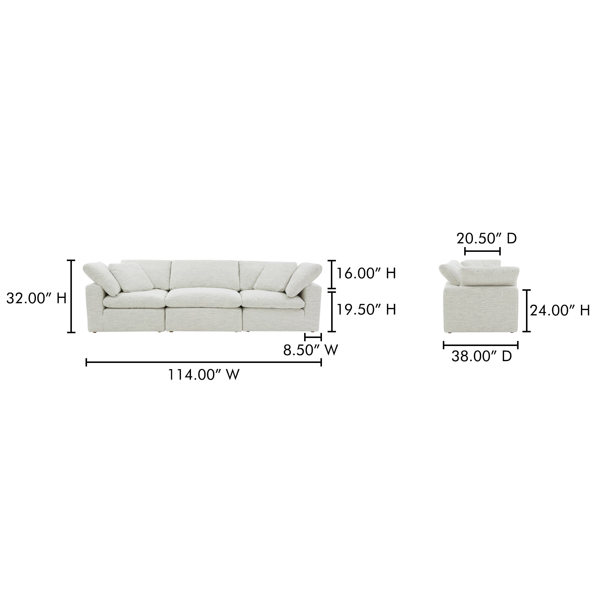 Terra Modular Sofa Moes Home Collection Mhc Yj 1027 49 28