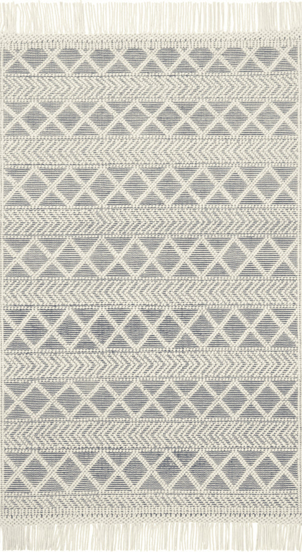 Holloway Hand Woven Navy / Ivory Rug Flatshot Image 1