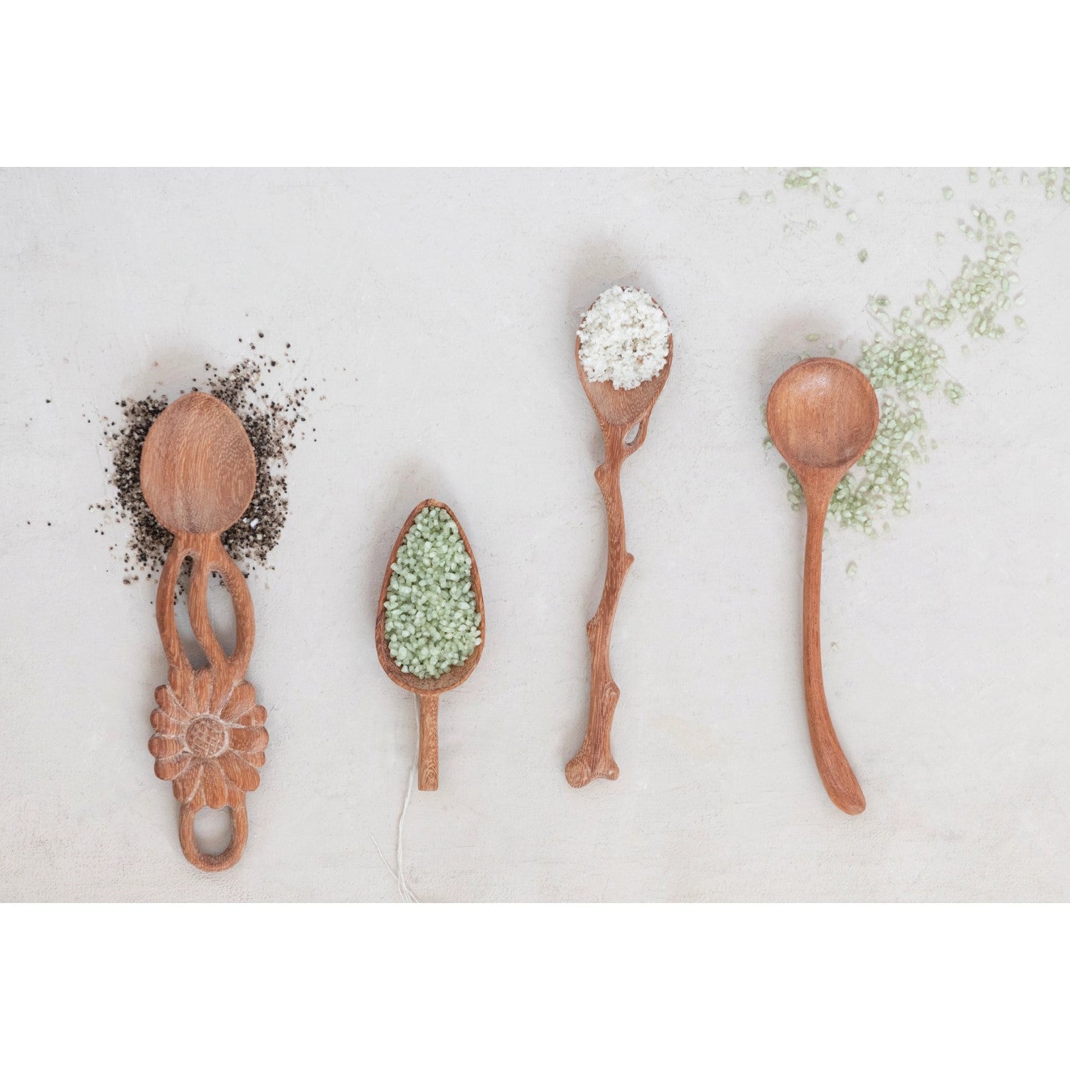 hand carved doussie wood spoon with twig shaped handle 3
