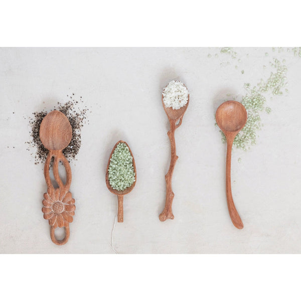 hand carved doussie wood spoon with twig shaped handle 3