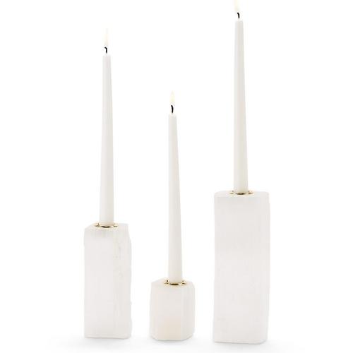 White Selenite Taper Candleholders Set Of 3 2