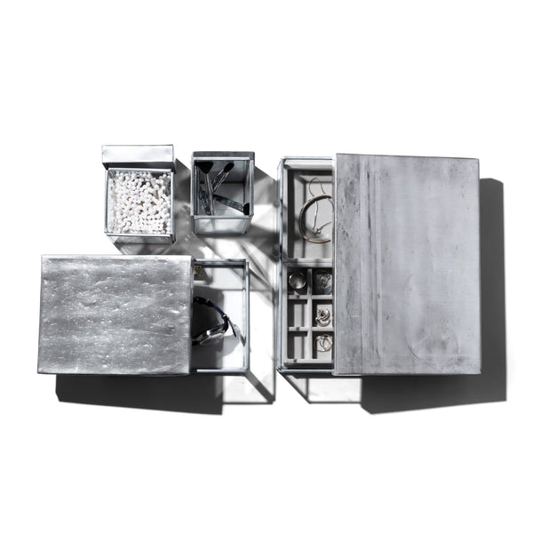glass box w recycle steel lid jewelry single 3