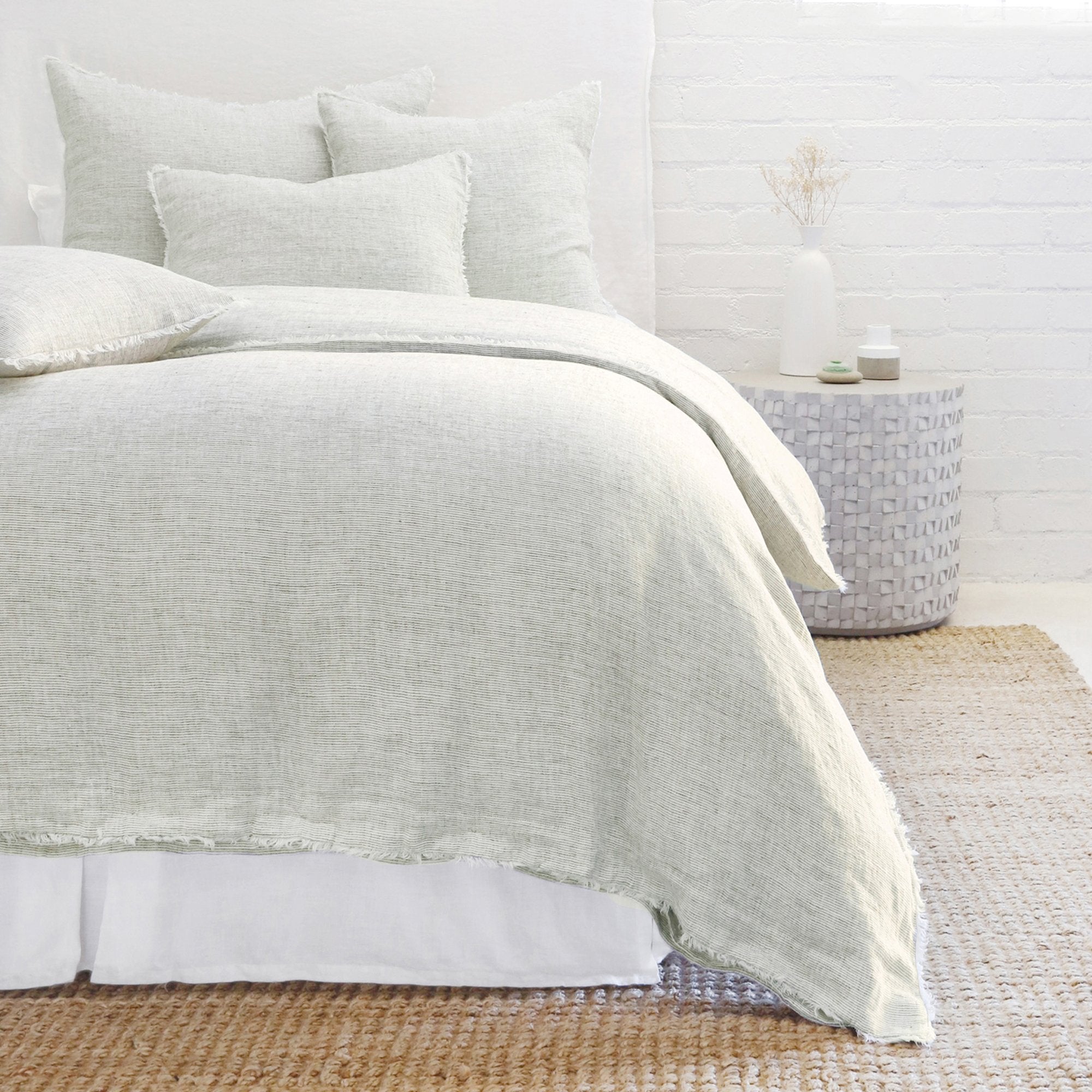 logan duvet and shams in olive design by pom pom at home 1