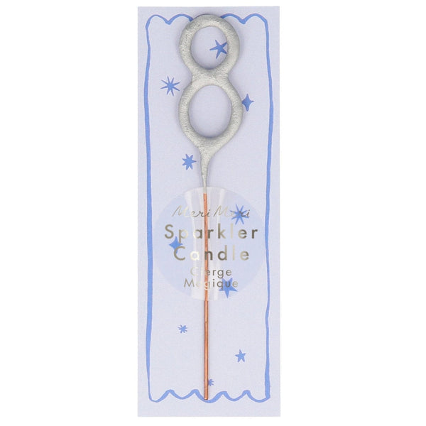 mini silver sparkler number candle by meri meri mm 175627 9