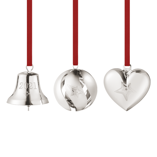 ornament gift set bell ball heart 3 pcs palladium 3