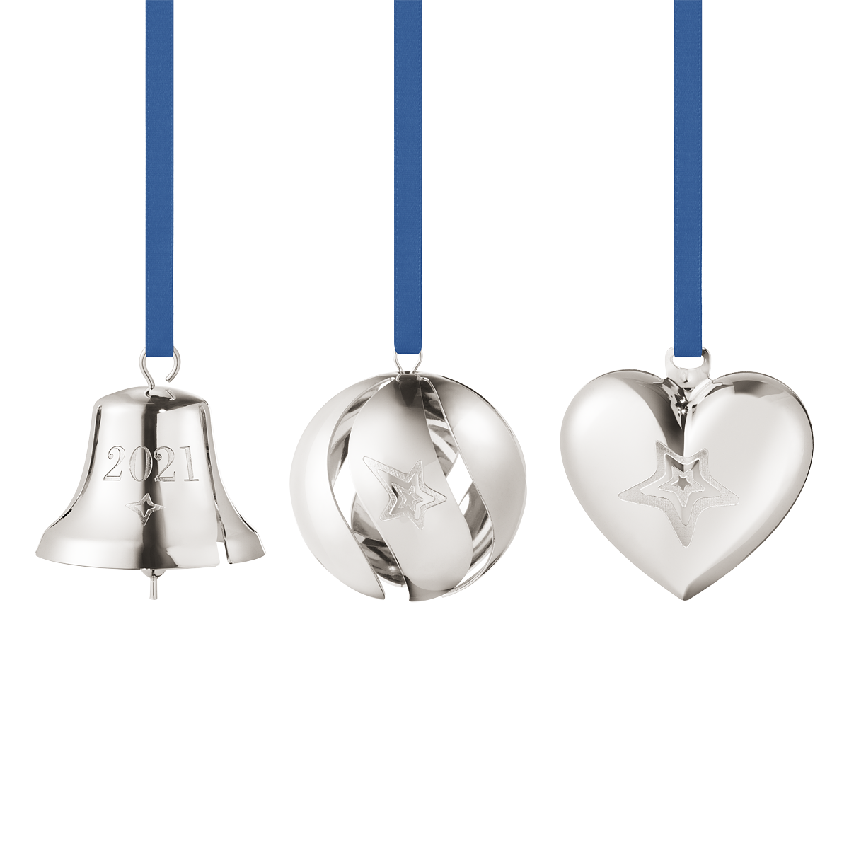 ornament gift set bell ball heart 3 pcs palladium 1