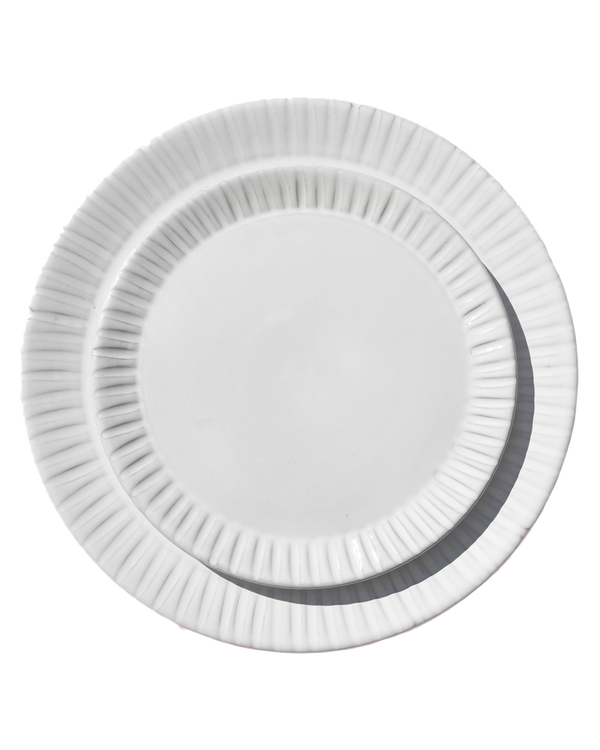 Lines Dinner Plates in Milk White - Set of 4