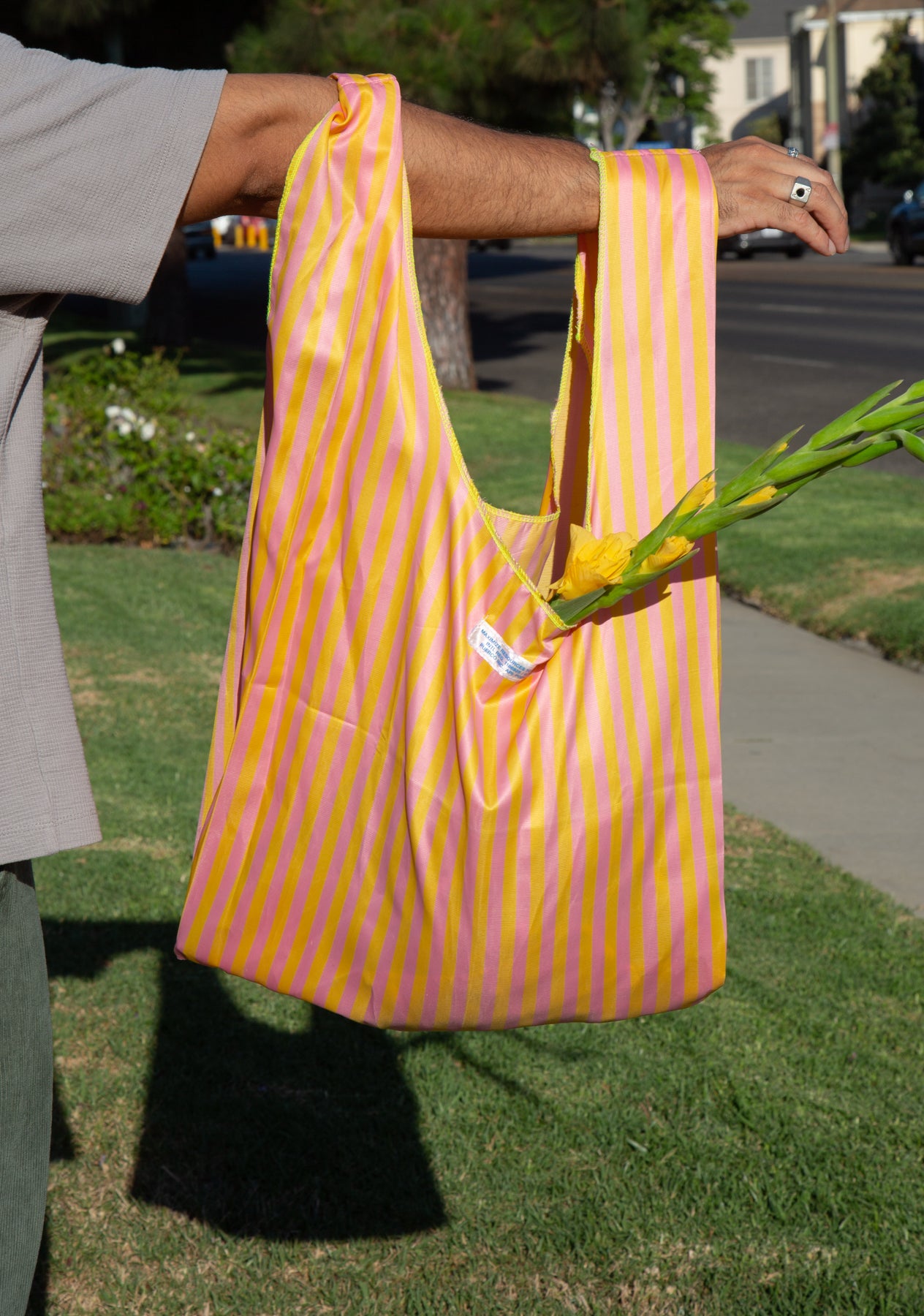 School Tie Fabric Bag Pink X Yellow Puebco 503967 9
