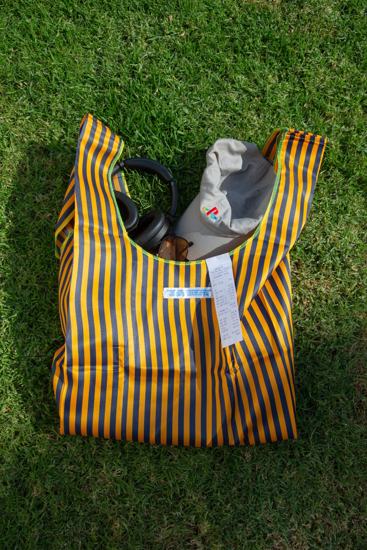 School Tie Fabric Bag - Navy Blue x Orange