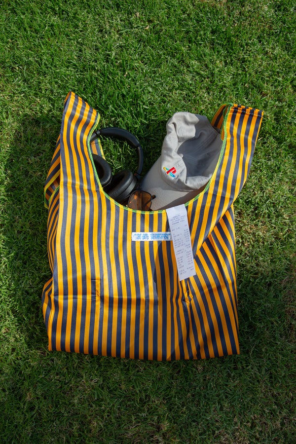 School Tie Fabric Bag - Navy Blue x Orange