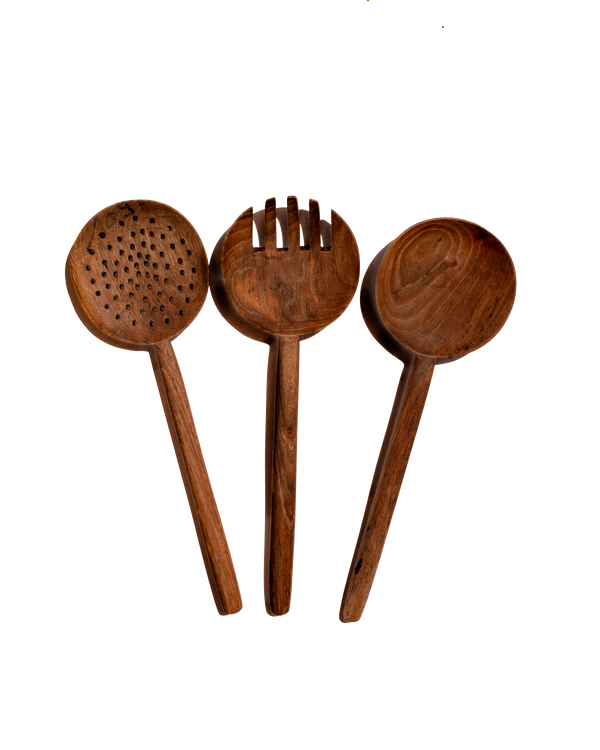 Walnut Long Handle Spoon Set Of 3 Uvn 2000109 1