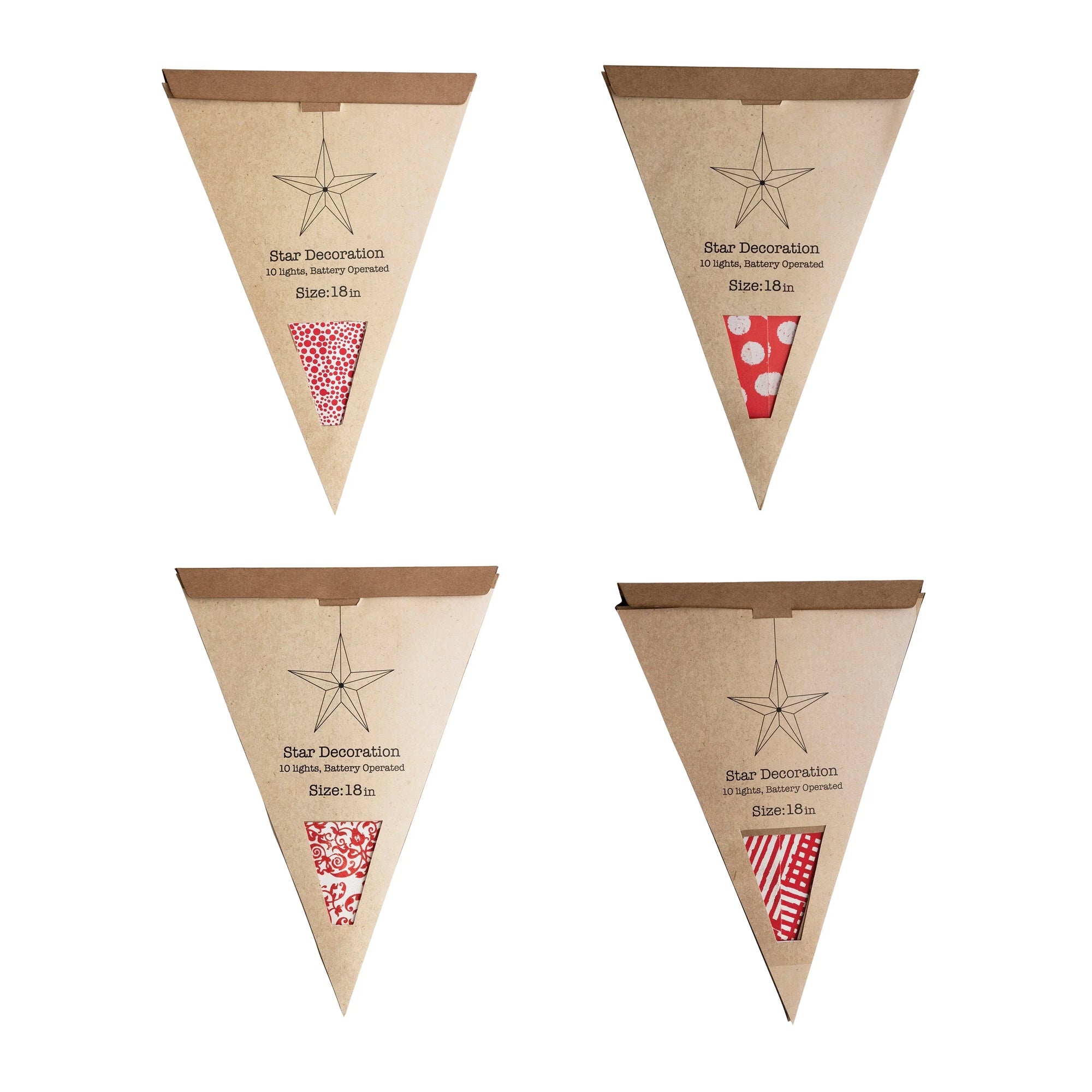 red white 5 point folding star ornament set of 4 2