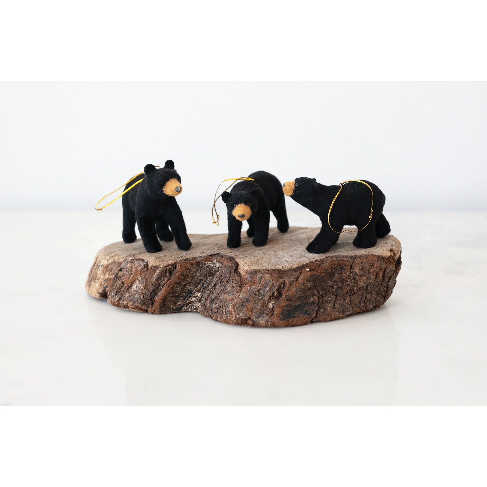 faux fur black bear ornament set of 3 2